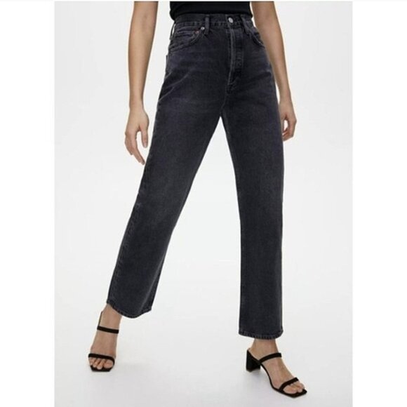 Agolde Black Straight Leg Jeans - Picture 5 of 14
